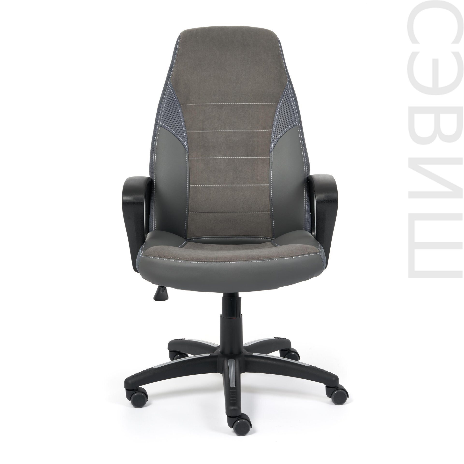 Кресло «Inter» (кож/зам/флок/ткань, серый/металлик)
